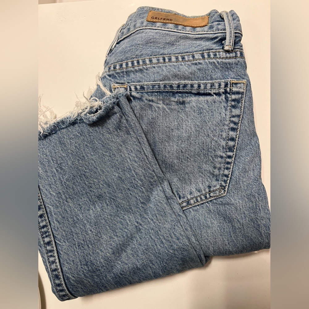 Grlfrnd Karolina High Waist Distressed Raw Hem Jeans Size 26 in Late Night